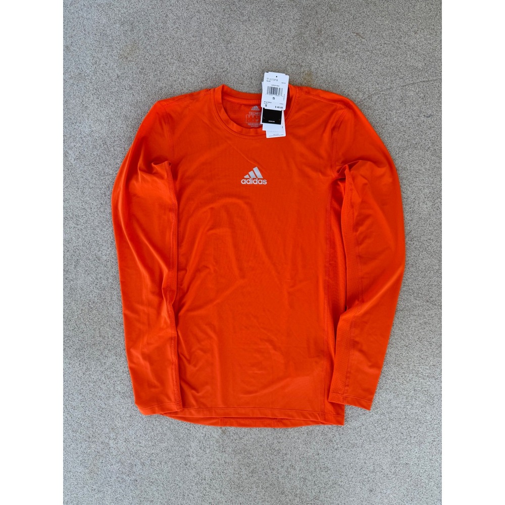 Adidas Techfit Mens Small Shirt - Orange Long Sleeve